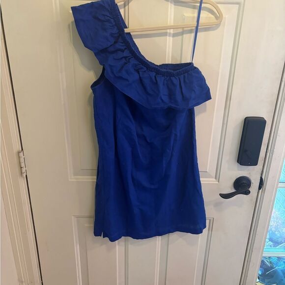 J. Crew Vibrant Blue One-Shoulder Dress - Picture 3 of 5